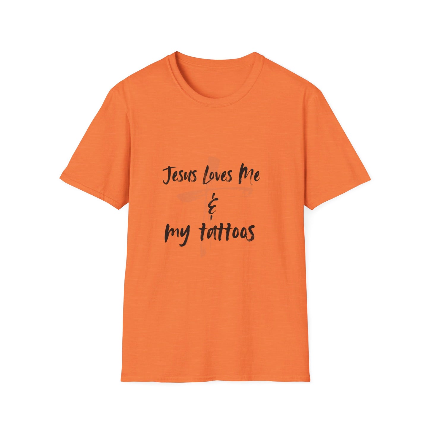 Jesus Loves Me and My Tattoos Tee Unisex Softstyle T-Shirt