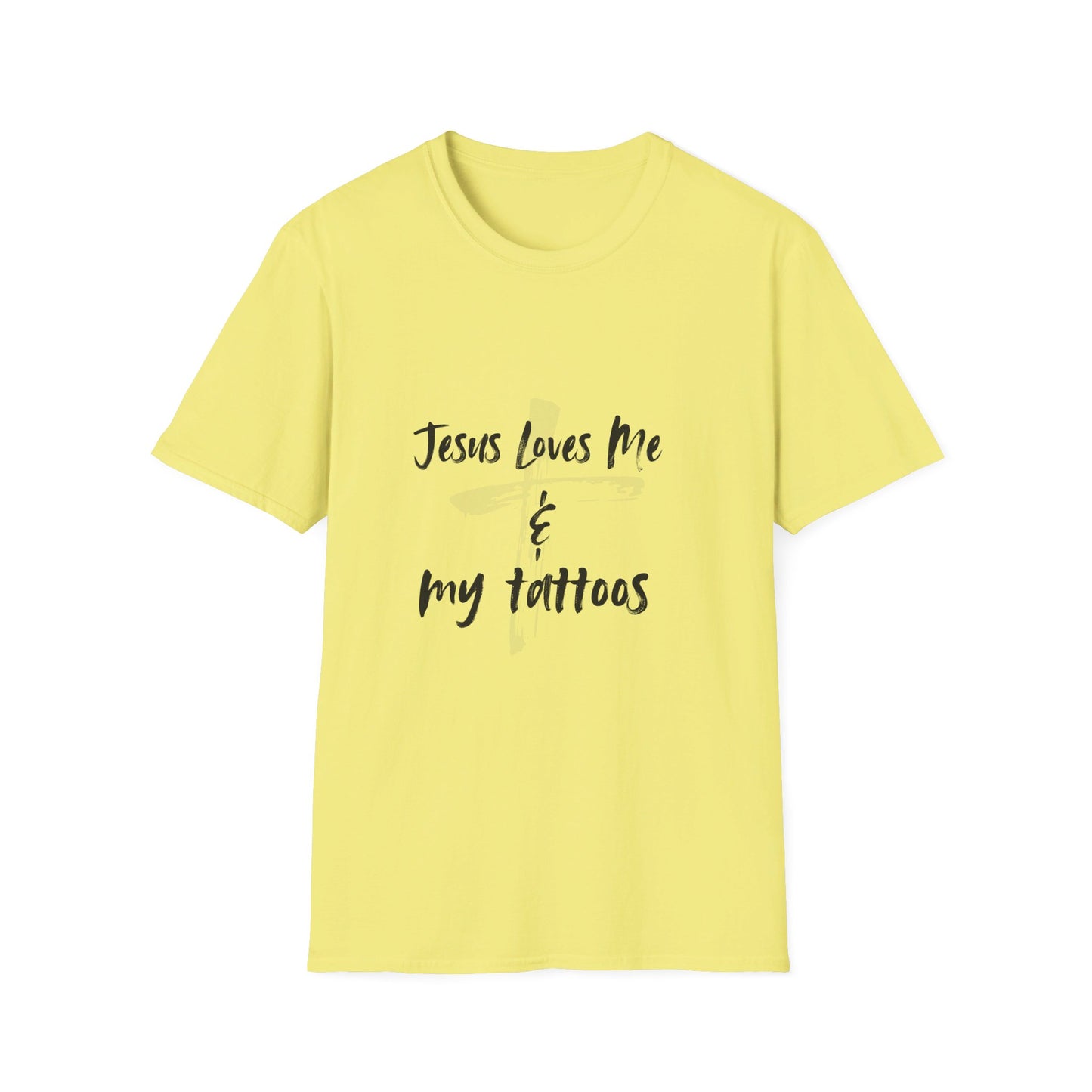 Jesus Loves Me and My Tattoos Tee Unisex Softstyle T-Shirt