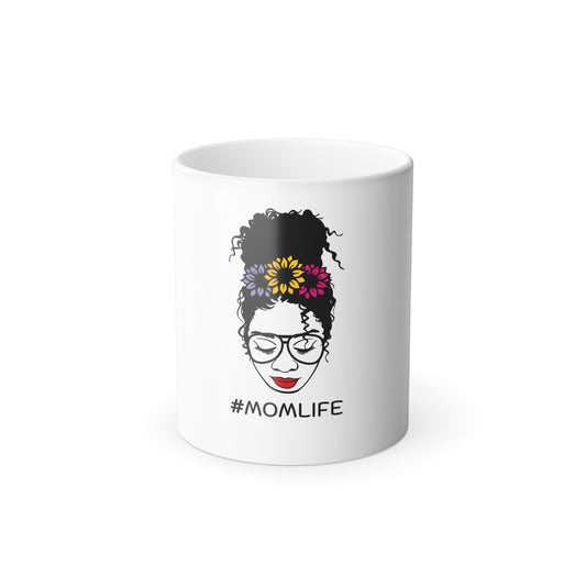 Mom Life Flower Power  Red Coffee Cup Tea Color Morphing Mug 11ozColor Morphing Mug