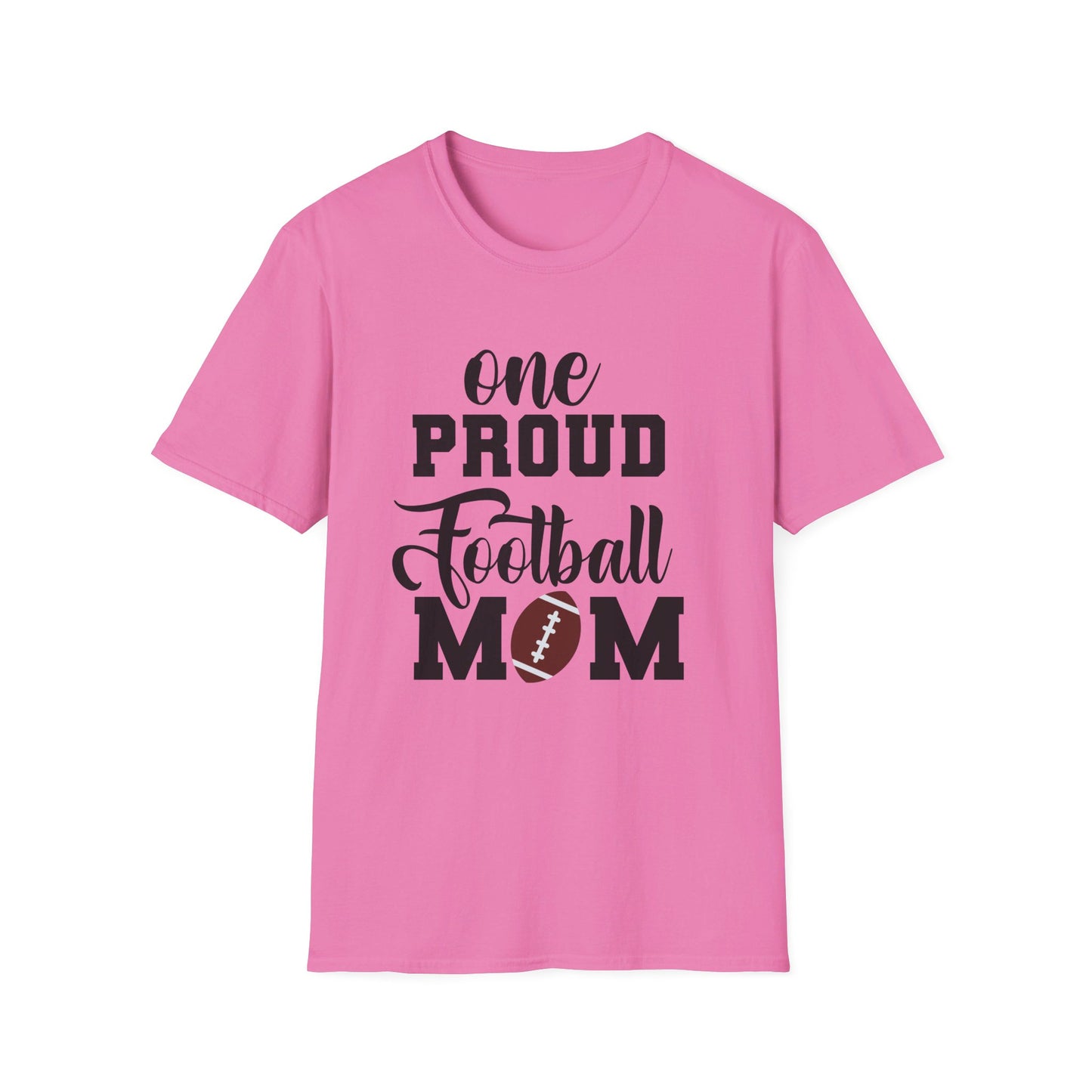 Proud Football Mom Sports Pigskin High School College Varsity JV Mother QB Unisex Softstyle T-Shirt