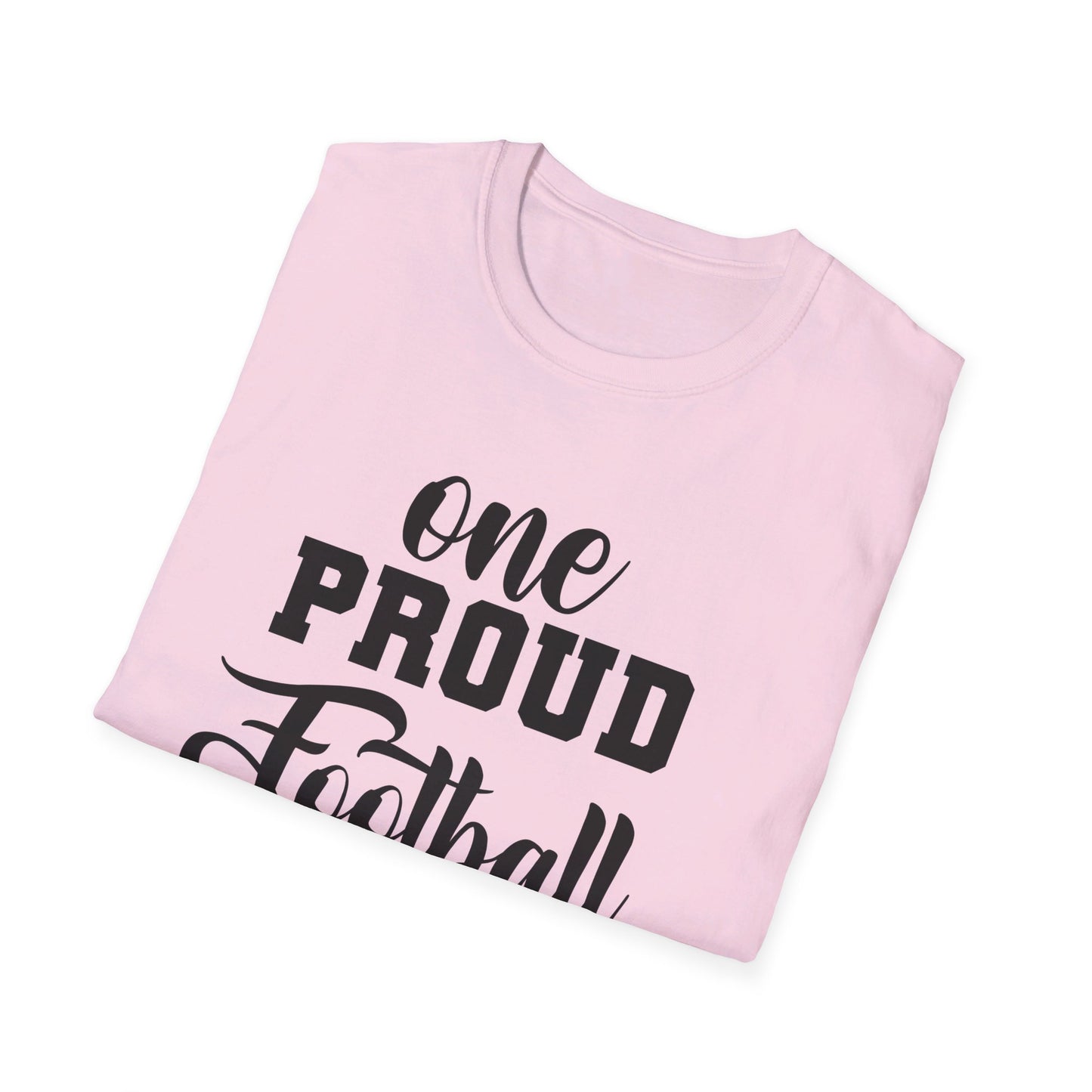 Proud Football Mom Sports Pigskin High School College Varsity JV Mother QB Unisex Softstyle T-Shirt