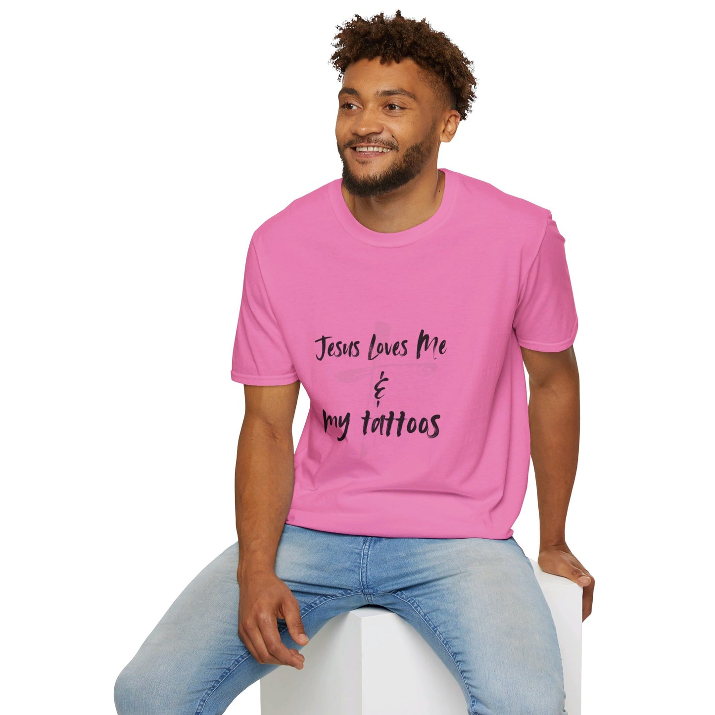 Jesus Loves Me and My Tattoos Tee Unisex Softstyle T-Shirt