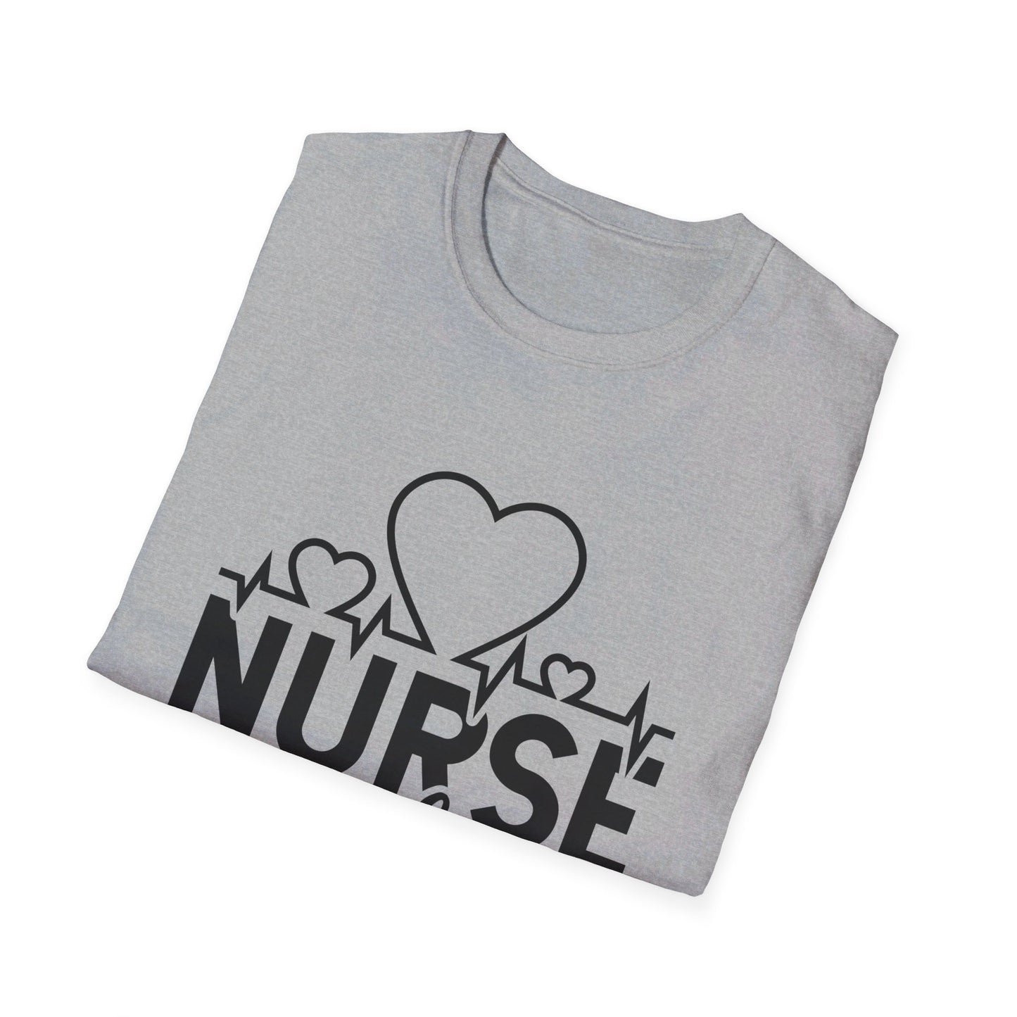 Nurse Off Duty Nurse Life Lifeline Heart Unisex Softstyle T-Shirt