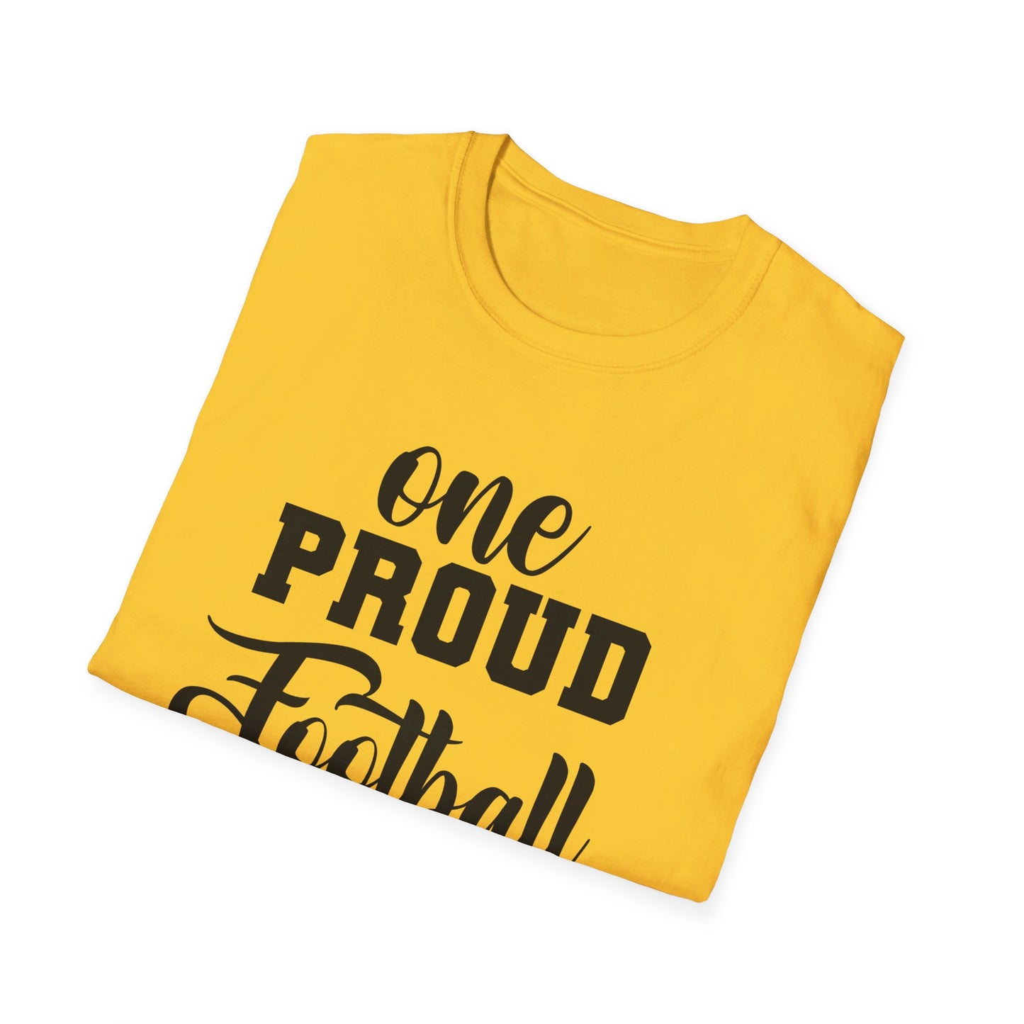 Proud Football Mom Sports Pigskin High School College Varsity JV Mother QB Unisex Softstyle T-Shirt