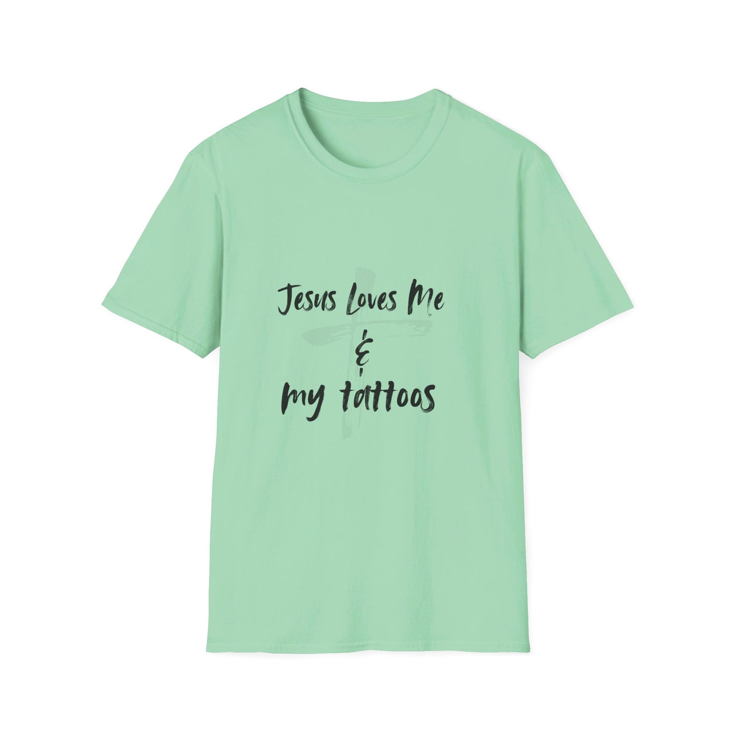 Jesus Loves Me and My Tattoos Tee Unisex Softstyle T-Shirt