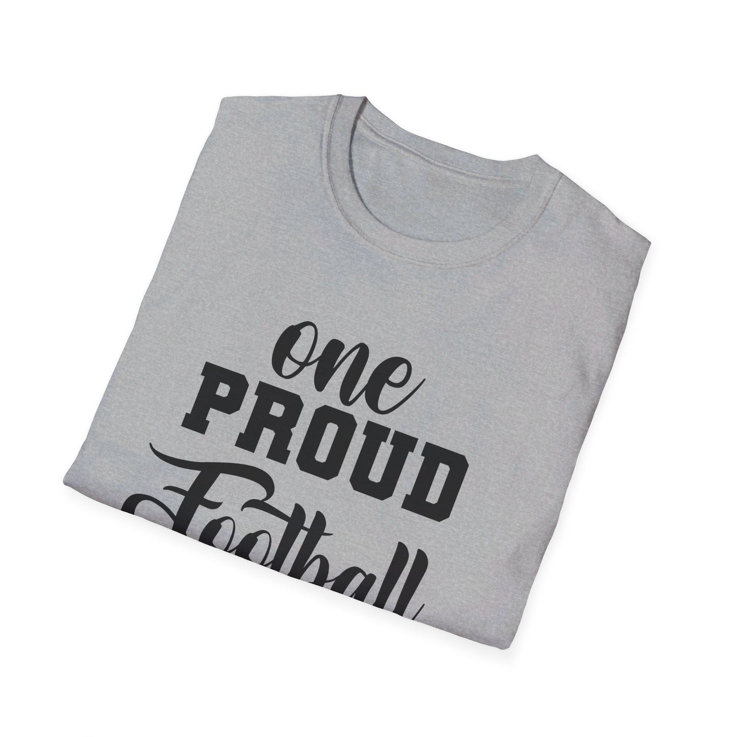 Proud Football Mom Sports Pigskin High School College Varsity JV Mother QB Unisex Softstyle T-Shirt