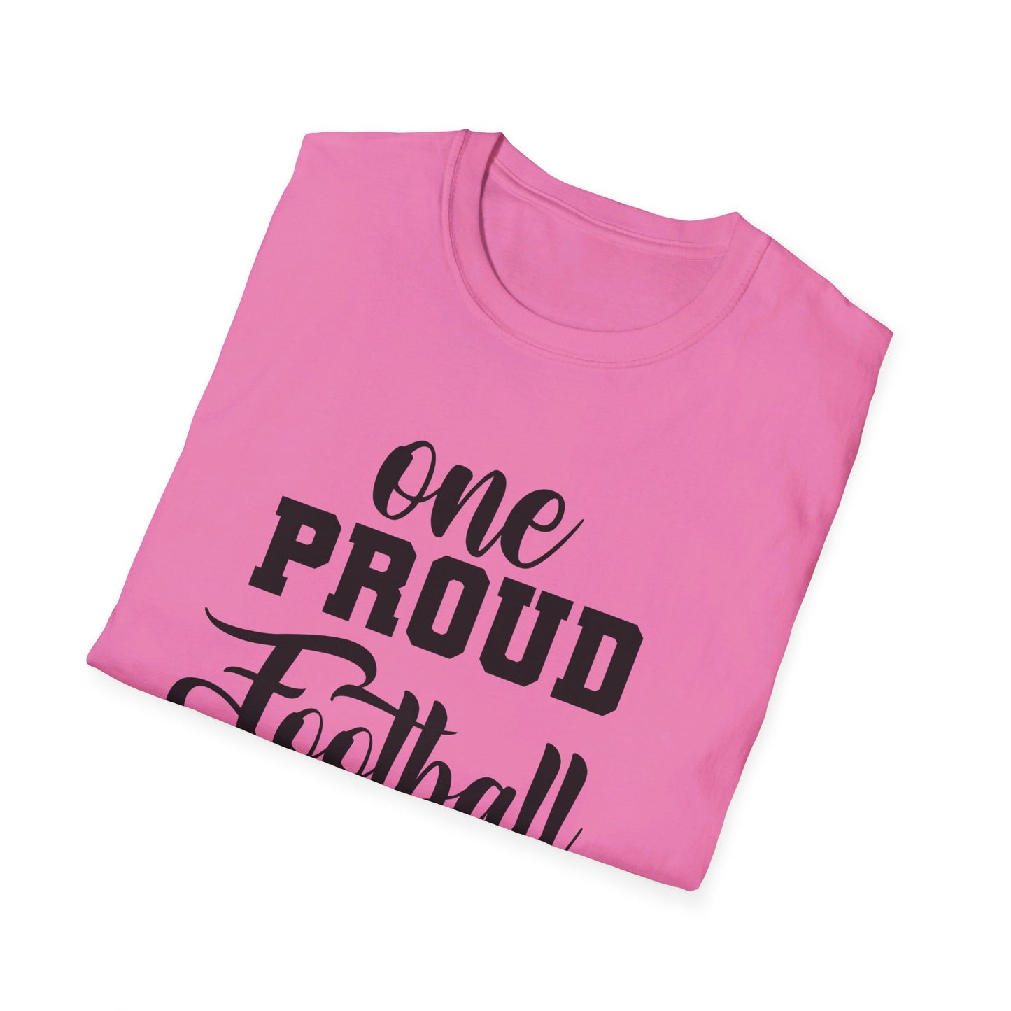 Proud Football Mom Sports Pigskin High School College Varsity JV Mother QB Unisex Softstyle T-Shirt