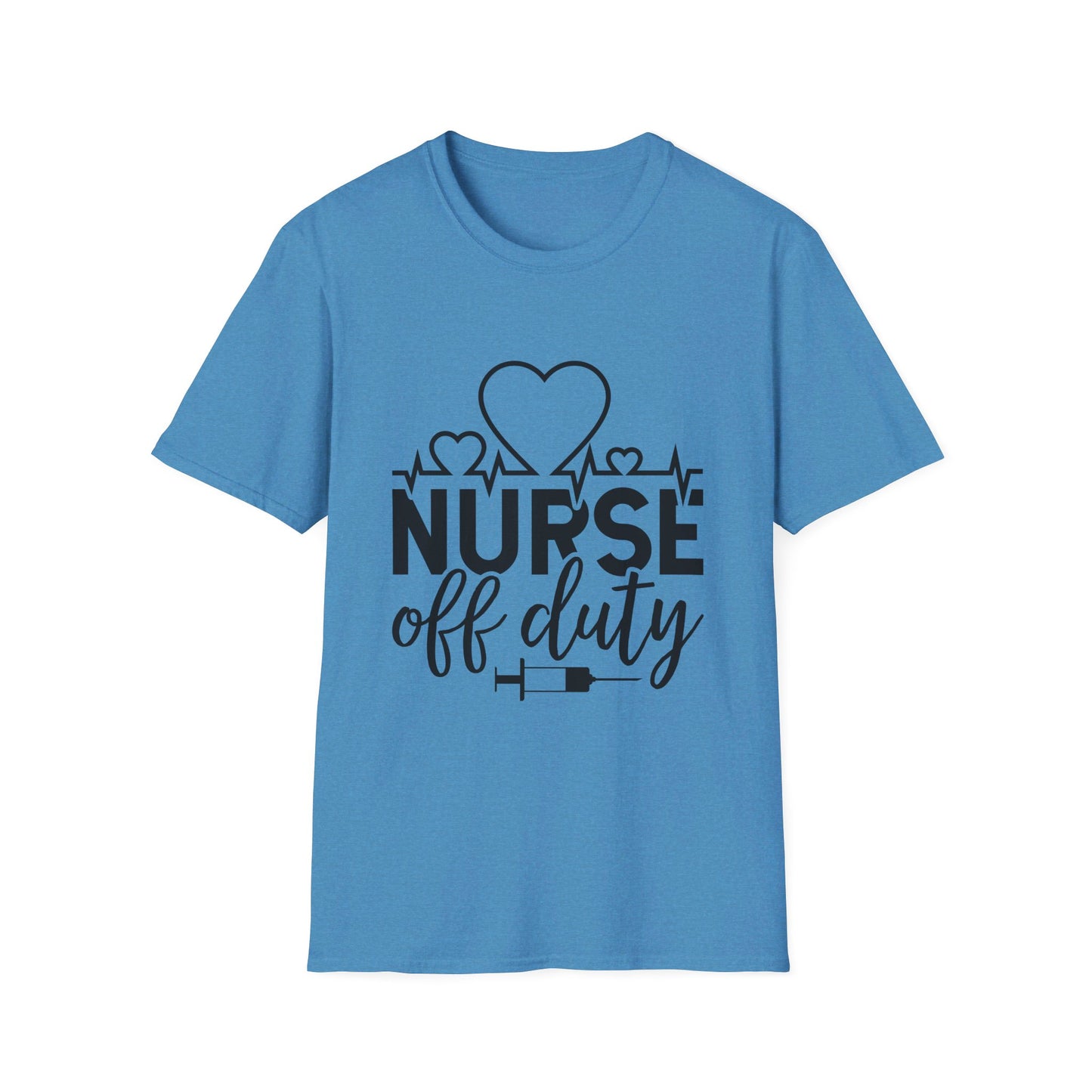 Nurse Off Duty Nurse Life Lifeline Heart Unisex Softstyle T-Shirt