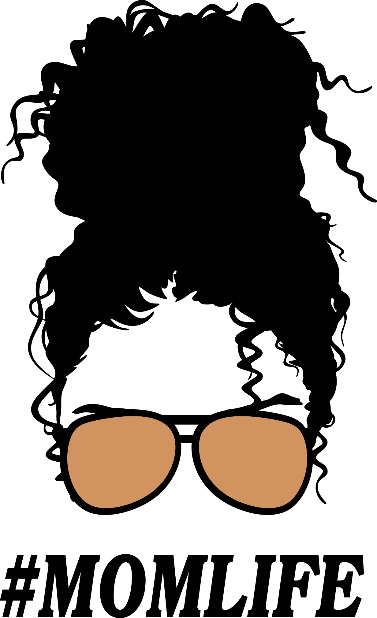 Mom Life Messy Bun Aviator Shades Sunglasses Curly Kinky Wavy Hair SVG