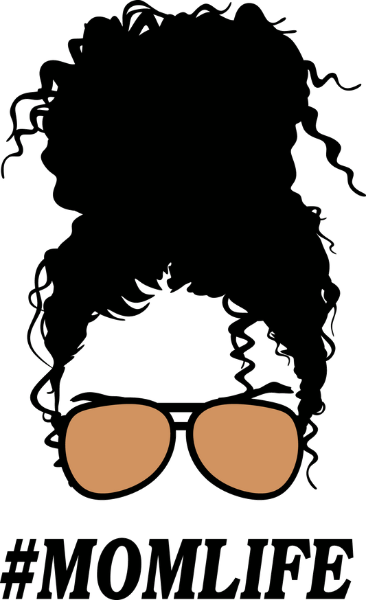 Mom Life Messy Bun Aviator Shades Sunglasses Curly Kinky Wavy Hair SVG